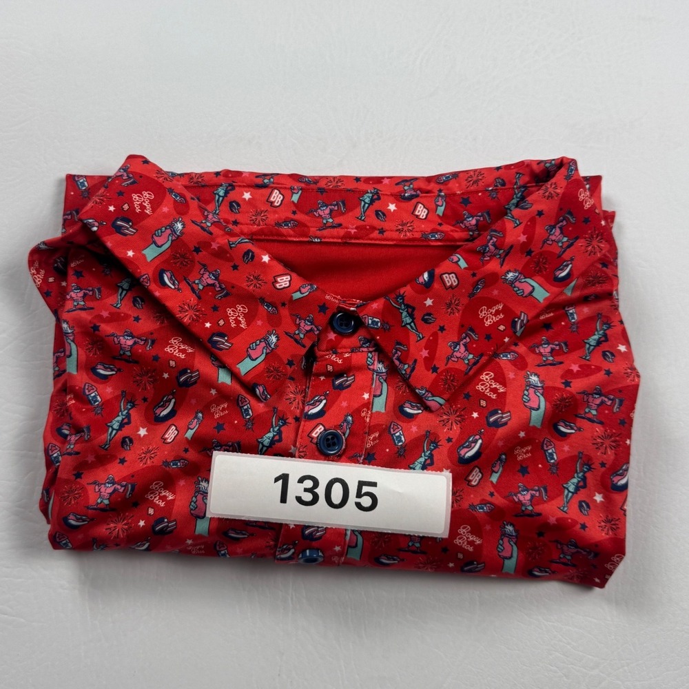 Bogey Bros Golf Co Polo Shirt USA Patriotic Graphic Print Mens Red 3XL XXXL - Picture 10 of 10